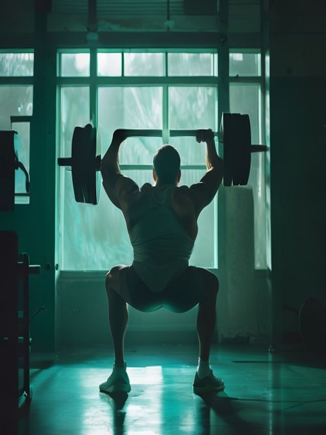 Athlete squatting
